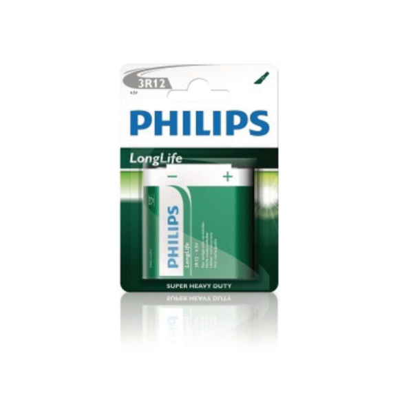 Philips Batterij plat 3R12P Longlife 4.5V p/stuk 369406 Grijs