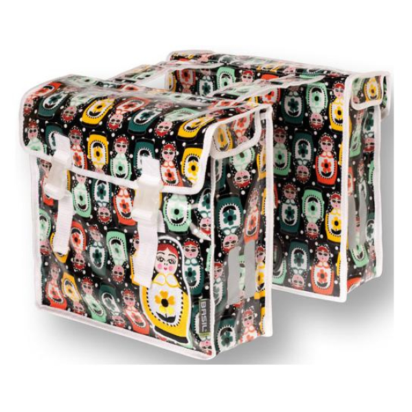 Basil dubb tas Baboushka allover Zwart /Rood / Groen