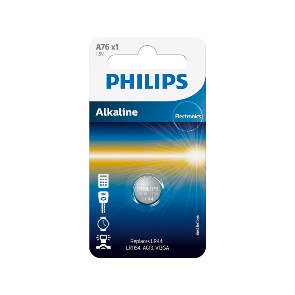 Philips batt A76/LR44 Alk 1,5V BP1 Zilver
