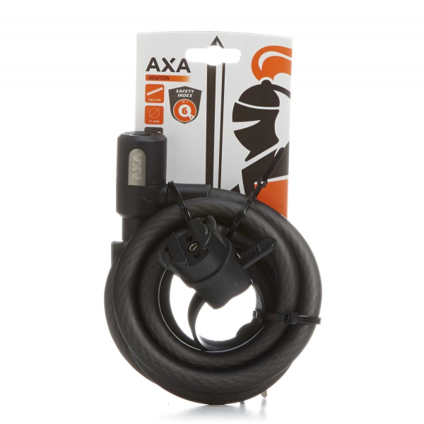 Axa SLOT KABEL NEWTON 180X12 M/HOUDER ZW Zwart - Afbeelding 3