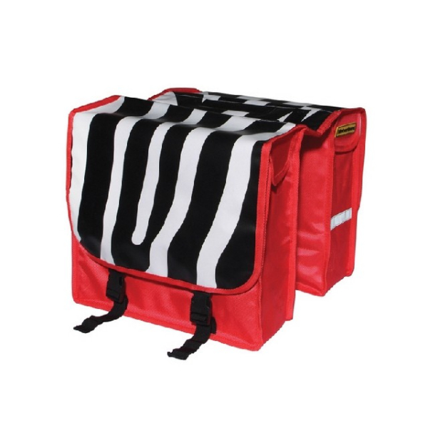 Niet Verkeerd NV dubb tas zebra streep bisonyl Rood/Zwart