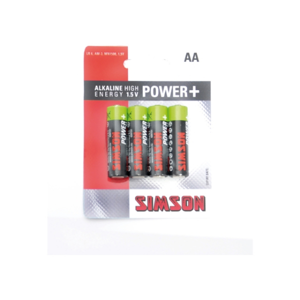 Simson Batterijen power + AA 4 Stuks Zwart