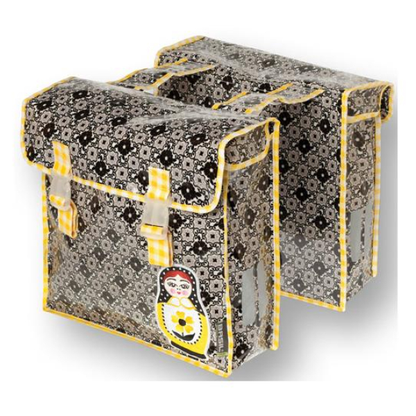 Basil dubb tas Baboushka grey Zwart / Grijs / Geel