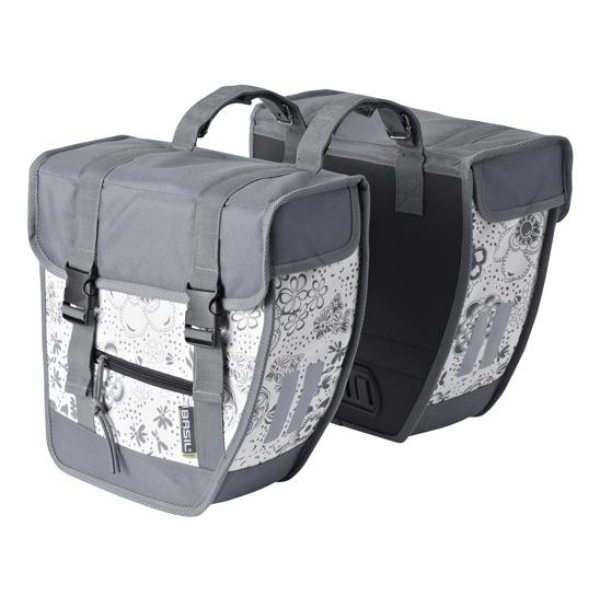 Basil dubb tas Tour XL Jada grs Grijs / Wit