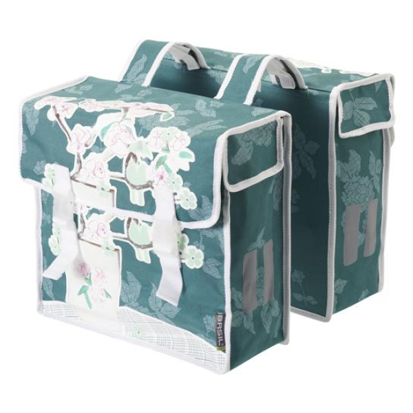 Basil dubb tas Blossom scrap turq Turqoise / Wit