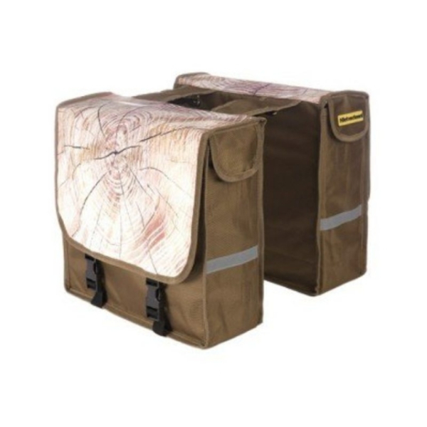 Niet Verkeerd NV dubb tas met hout print Bruin