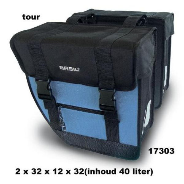 Basil dubb tas Tour XL zw/m bl Zwart / Blauw