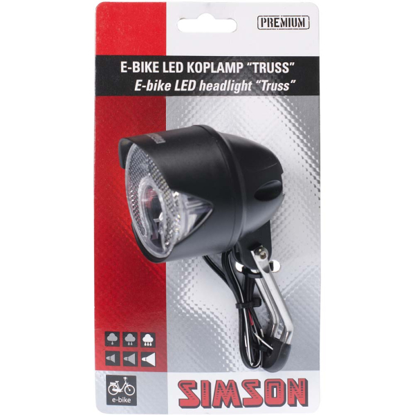 Simson kopl Truss E-bike 6/60v 30 lux aan/uit Zwart