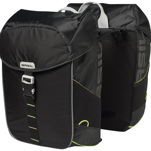 Basil fietstas dubbel Miles Black Lime