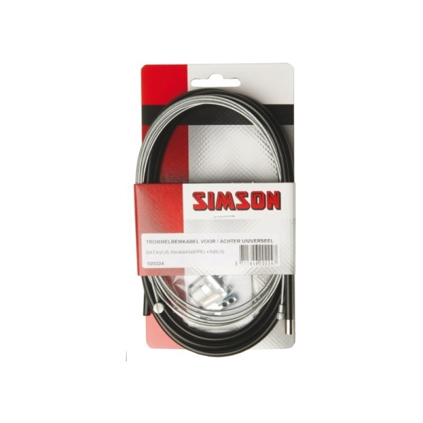 Simson Trommelremkabelset /Batavus v/a Bat. inhaaknippel+inbus, gegalv,zwart Zwart