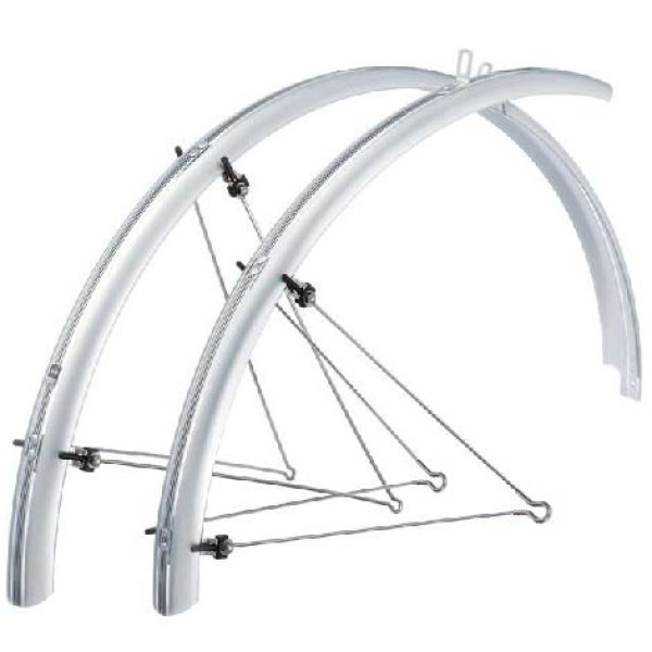 Hulzebos Spatbordset 28" 50 mm kunststof compleet met Zilver